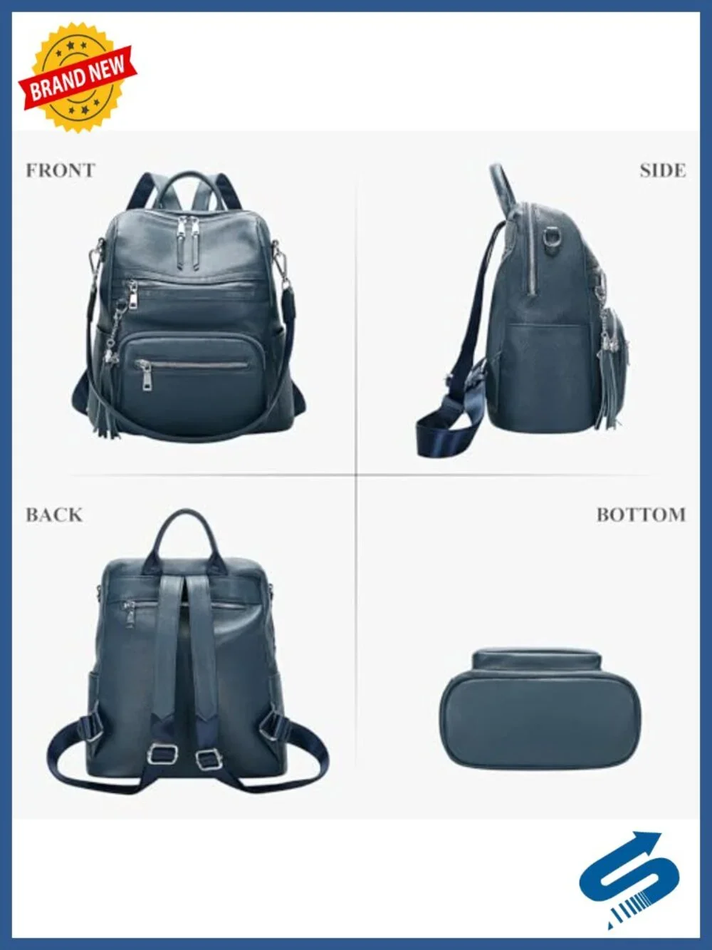 Genuine Leather Backpack for Women Large Capacity Shoulder Bag Fits iPad Laptop